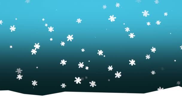 在蓝黑色渐变的背景下 飘落的动画雪花被用作圣诞节的背景 — 图库视频影像