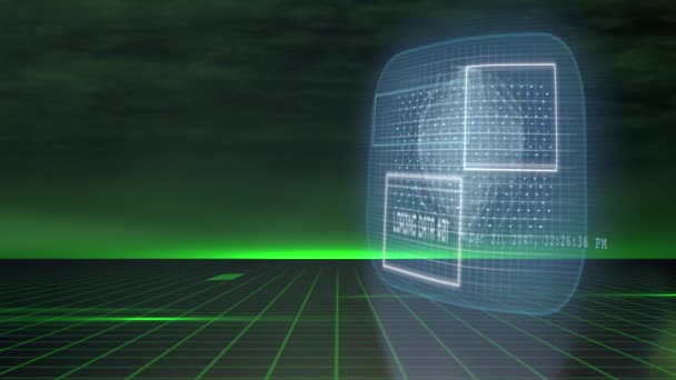 Layar Analisis Data Teknis Hologram Muncul Dengan Latar Belakang Hijau — Stok Video