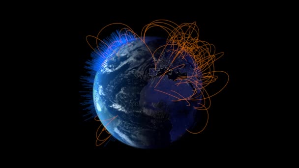 Kavramsal Teknoloji Animasyonu Dünya Çevresindeki Iletişimin Bağlanabilirliğin Evrimini Gösteriyor — Stok video