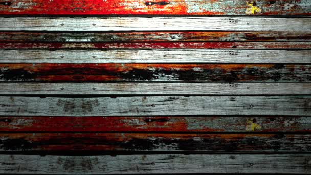 Rolling Wood Slat Backdrop Grunge Weathered Chipped Painted Strips Highlighted — Stock Video