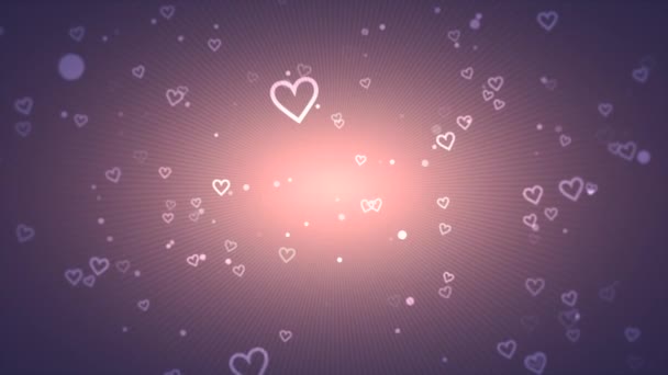 Pastel Valentines Tło Wideo Promieniujące Serca Oznacza Miłość Romans Może — Wideo stockowe