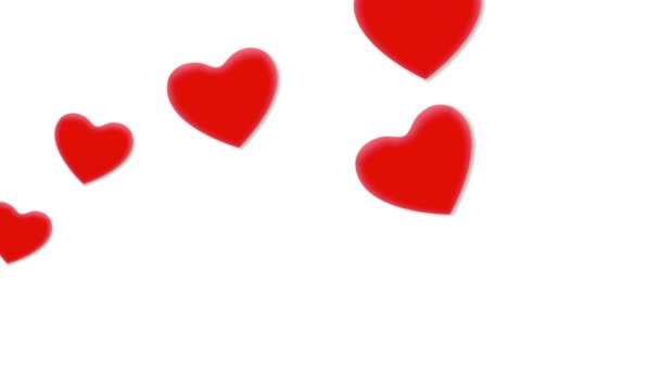 Divertido Cartoonish Valentine Vídeo Fundo Com Corações Vermelhos Brilhantes Que — Vídeo de Stock