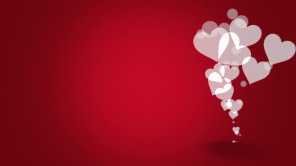 Een Rode Valentines Video Achtergrond Met Evoluerende Heldere Witte Harten — Stockvideo