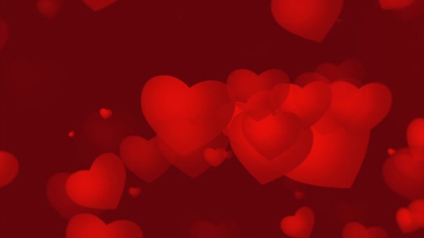 Fondo Vídeo Rojo San Valentín Con Crecientes Corazones Rojos Que — Vídeo de stock