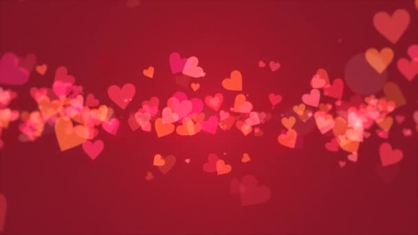 Fond Vidéo Valentines Rouges Avec Des Cœurs Rouges Pastel Croissante — Video