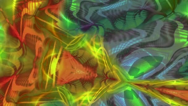 Multi Colored Psychedelic Animated Fractal Provides Colorful Main Background Design — Stock Video