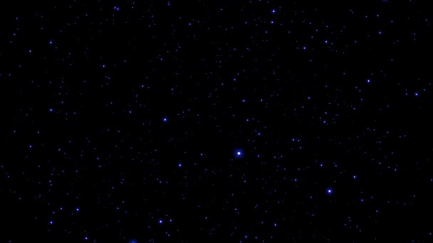 Rotirea Stelelor Albastre Spațiul Cosmic Împotriva Unui Mediu Fără Lumină — Videoclip de stoc