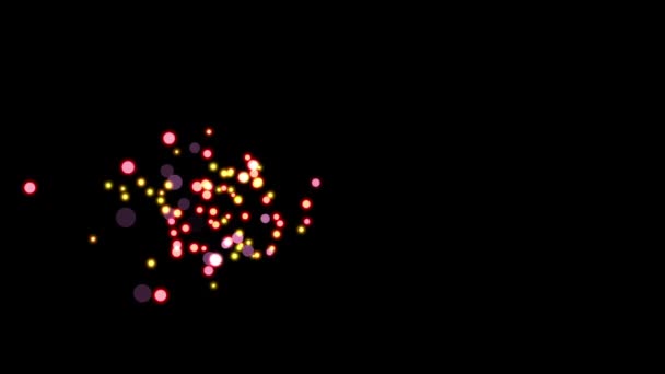 Серія Вибухових Круглих Кульок Різних Кольорів Розмірів Заповнює Чорний Фон — стокове відео