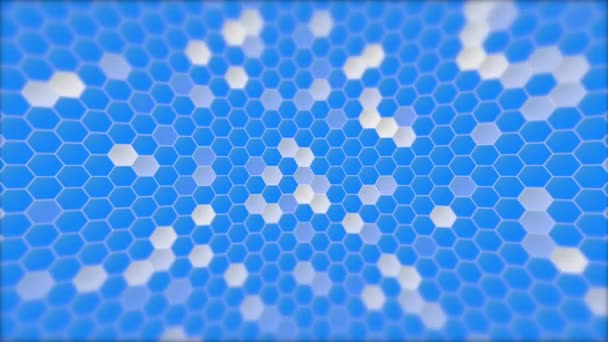デスクトップのスクリーンセーバー テキストオーバーレイ または企業のプレゼンテーションの微妙なデザイン要素の背景として使用するために青の背景に点滅ランダムな白 歪んだ正方形を生成しました — ストック動画