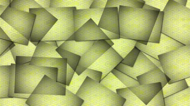 Komputer Wygenerował Przypadkowe Czarne Pływające Kwadraty Poruszające Się Żółtym Tle — Wideo stockowe
