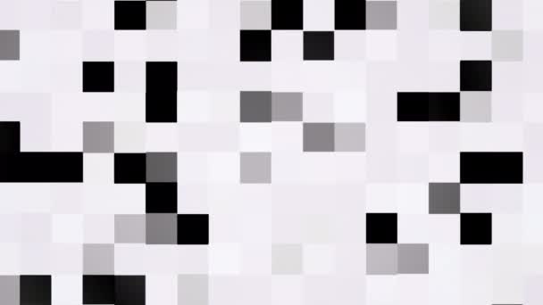 企業のプレゼンテーションのためのデスクトップのスクリーンセーバー テキストオーバーレイ または微妙なデザイン要素の背景として使用するための斑状の背景にコンピュータによって生成されたアニメーションブラック点滅の正方形 — ストック動画