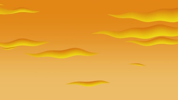 一个动画片动画日落与移动的云彩和橙色的天空 — 图库视频影像