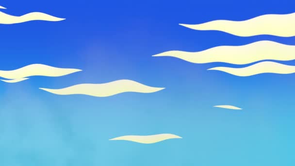 蓝天的卡通动画 云彩飘过 — 图库视频影像