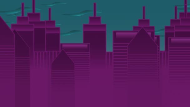 一幅城市平底锅的动画 展示凌乱的高楼 — 图库视频影像