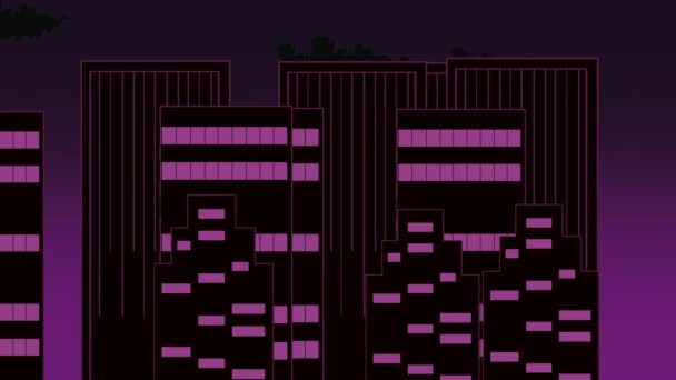 Cartone Animato Una Teglia Della Città Che Mostra Edifici Alti — Video Stock