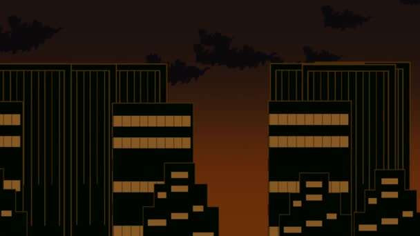一幅城市平底锅的动画 展示凌乱的高楼 — 图库视频影像