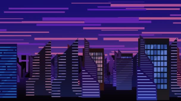 雑然とした背の高い建物を示す都市パンのアニメーション漫画 — ストック動画