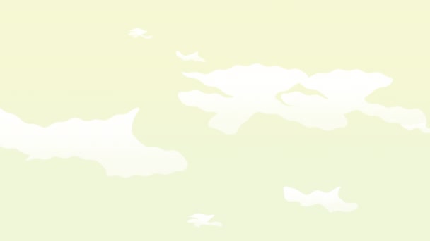 雲が漂うパステルイエローの空の漫画 — ストック動画