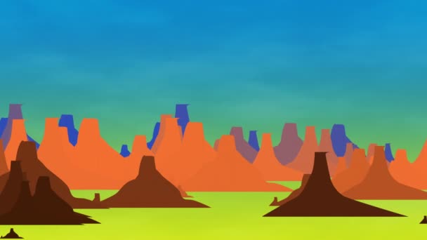 在蓝天云彩笼罩的情况下 一幅覆盖着淡淡的山脉的动画片 — 图库视频影像
