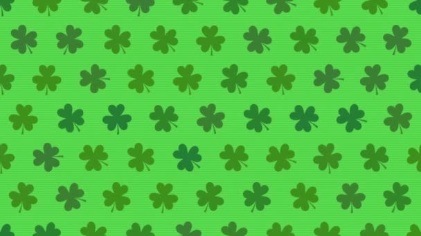 Patrick Animated Clovers Bright Green Background Use General Backdrop Design — Vídeo de Stock