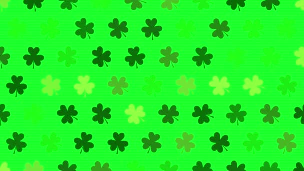 Patrick Animated Clovers Bright Green Background Use General Backdrop Design — Vídeo de Stock