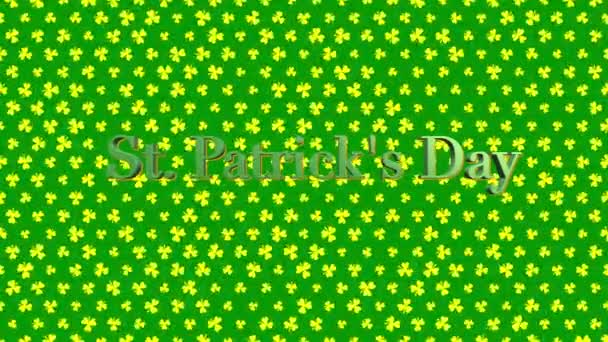 Patrick Animated Clovers Yellow Background Use General Backdrop Design Element — Vídeo de Stock