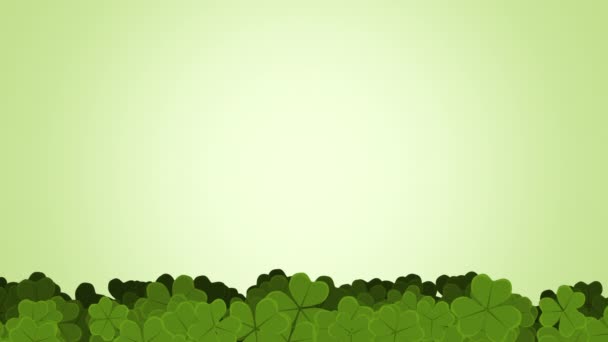 Patrick Animated Clovers Green Background Use General Backdrop Design Element — Stock Video