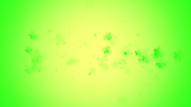 Анімовані Конюшини Святого Патрика Зеленому Жовтому Тлі Використання Загального Фону — стокове відео
