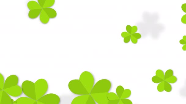 Patrick Animated Clovers White Background Use General Backdrop Design Element — Stock Video