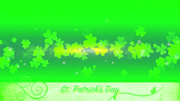 Patrick Animated Clovers Green Yellow Vignette Background Use General Backdrop — Wideo stockowe