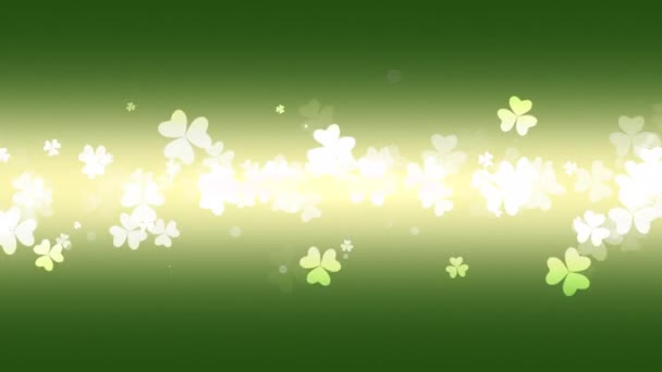 Анимированный Клевер Сент Патрика Зеленом Желтом Фоне Виньетки Использования Качестве — стоковое видео