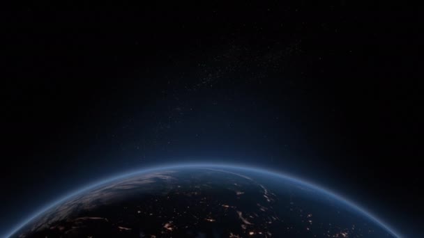 Çerçevenin Alt Üçte Birinde Dünya Gezegeninin Gece Gündüz Saatleri Arasında — Stok video