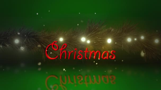 クリスマスのテキストメッセージの下でキスで季節の緑のアニメーションの背景 — ストック動画