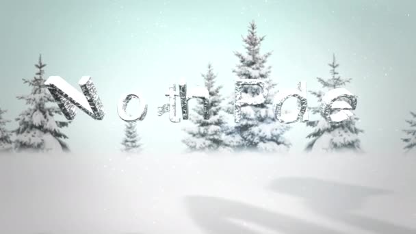 一种带北极文字的动画雪地森林背景图 用作假日信息夹 — 图库视频影像