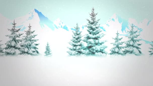 一个动画雪白的森林背景 复制放置作为假日消息夹 — 图库视频影像