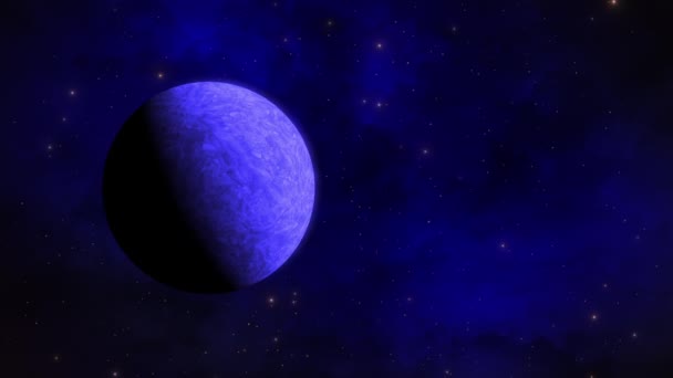 Outer Space Blue Planet Gaseous Surroundings Slowly Rotates — Vídeo de stock