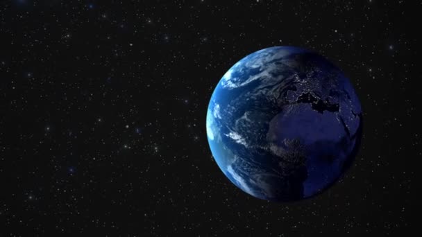 Uzaydan Bakıldığında Dünya Evrenin Içinde Hareket Eden Derin Uzay Yıldızları — Stok video
