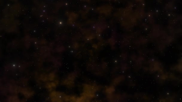 Djup Rymd Brun Nebulosa Med Stjärnor Som Rör Sig Genom — Stockvideo