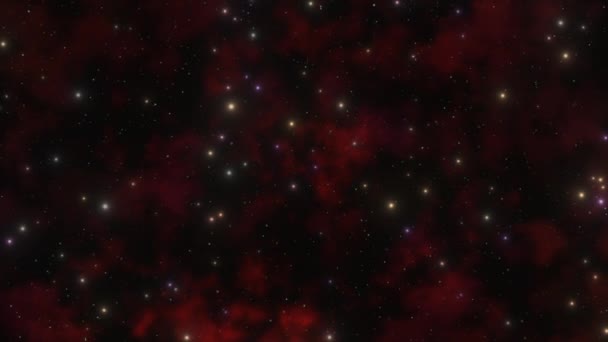 有恒星在宇宙中移动的深空红色星云为复制和其他设计元素提供了充足的空间 — 图库视频影像