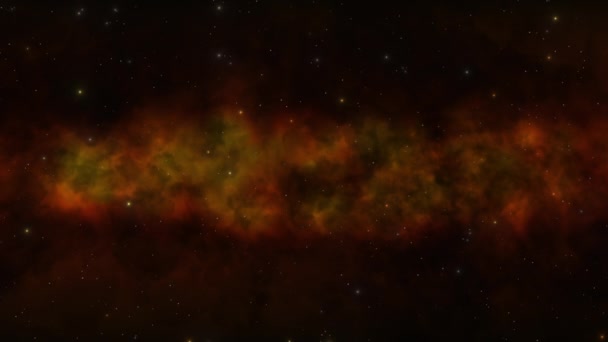 宇宙を移動する星のある深い空間茶色の星雲は コピーや他のデザイン要素のための十分なスペースを提供します — ストック動画