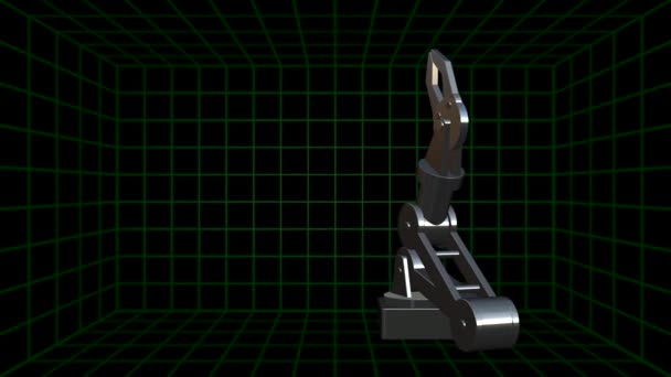 Zaawansowane Technologicznie Ramię Robota Poruszające Się Różnych Pozycjach Ustawione Tle — Wideo stockowe