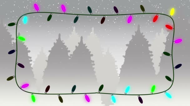 闪烁的圣诞灯笼罩着灰蒙蒙的雪原 可用于帧复制或其他消息 — 图库视频影像