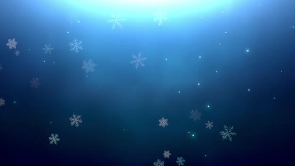 Sfondo Natalizio Fiocchi Neve Invernali Che Cadono Lentamente Lungo Pendio — Video Stock