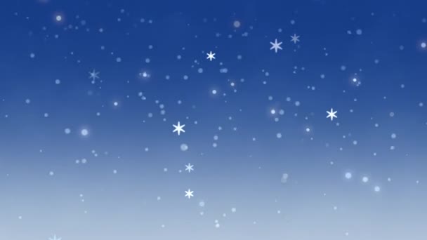 Fundo Natal Flocos Neve Inverno Caindo Lentamente Por Gradiente Azul — Vídeo de Stock