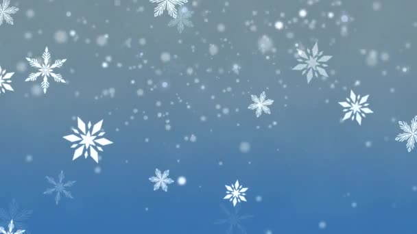 Christmas Background Winter Snowflakes Falling Slowly Blue Festive Gradient — Video