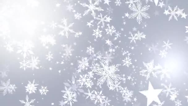 在圣诞节的背景下 雪花缓缓地落在白色的 喜庆的斜坡上 — 图库视频影像
