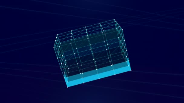 Dimensional Box Forming Various Shapes While Floating Virtual Blue Space — Vídeo de stock