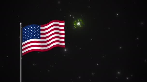 Ein Lebhaftes Farbenfrohes Animiertes Feuerwerk Umrahmt Von Einem Sternenhimmel Mit — Stockvideo
