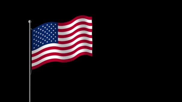 Een Geanimeerde Amerikaanse Vlag Wapperend Tegen Een Zwart Alpha Kanaal — Stockvideo