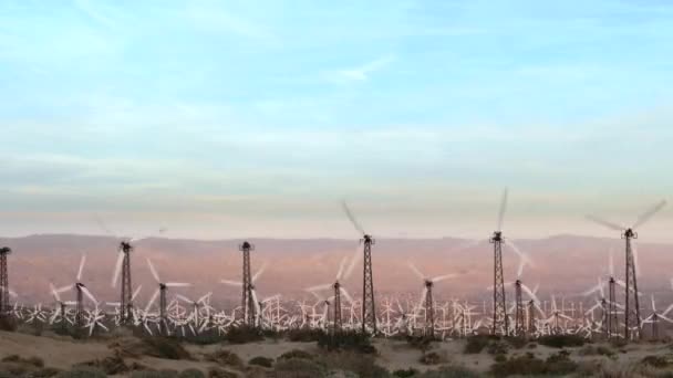 Alternatif Enerji Yel Değirmenleri Rüzgarın Palm Springs Kaliforniya Sabit Hızda — Stok video
